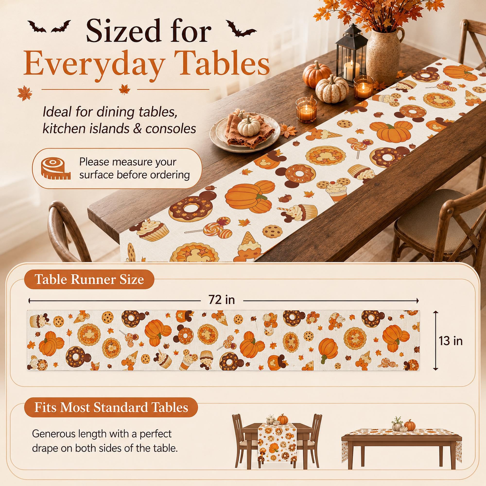 Friendsgiving rustic table runner on a sideboard