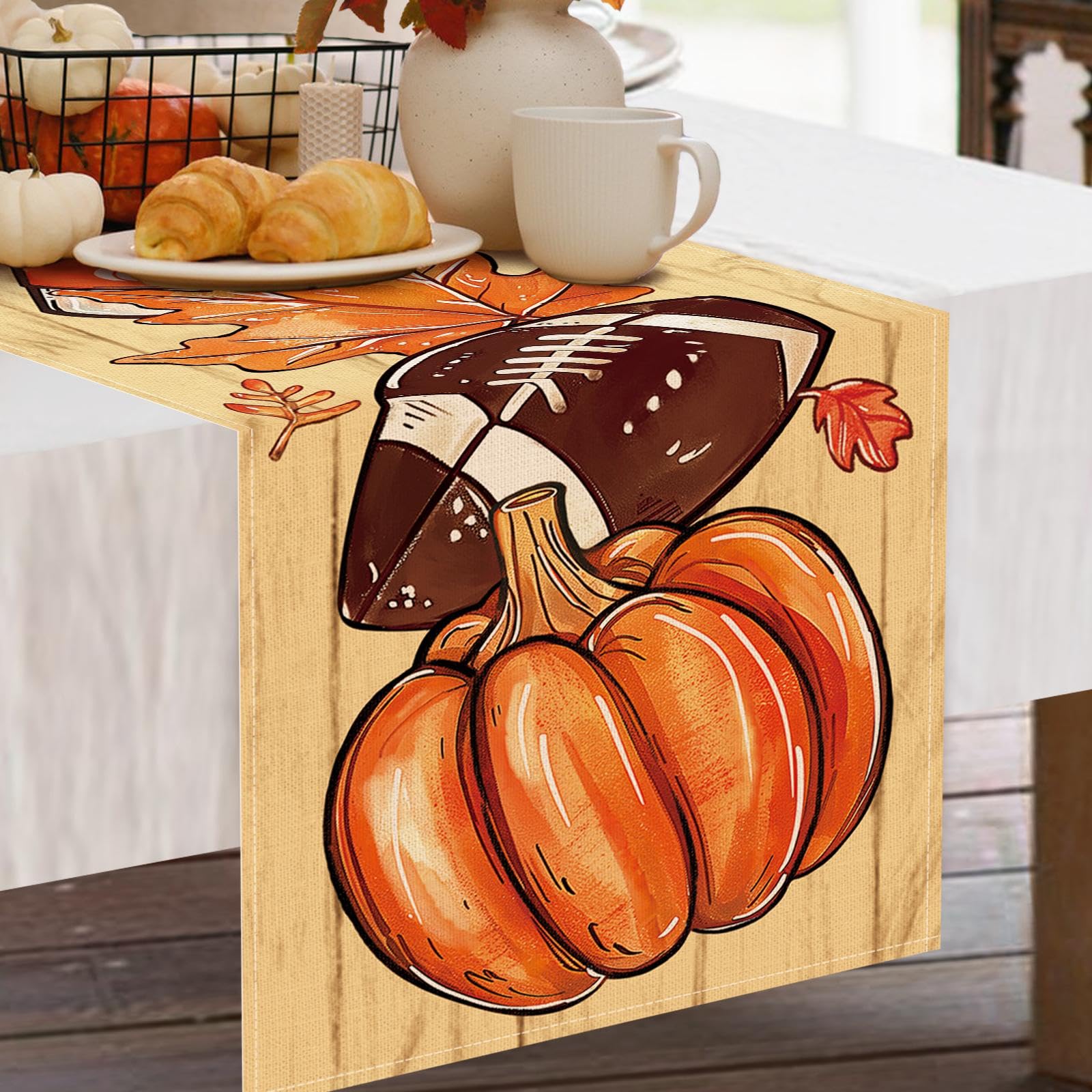 Croar seasonal table runner for Thanksgiving and Friendsgiving