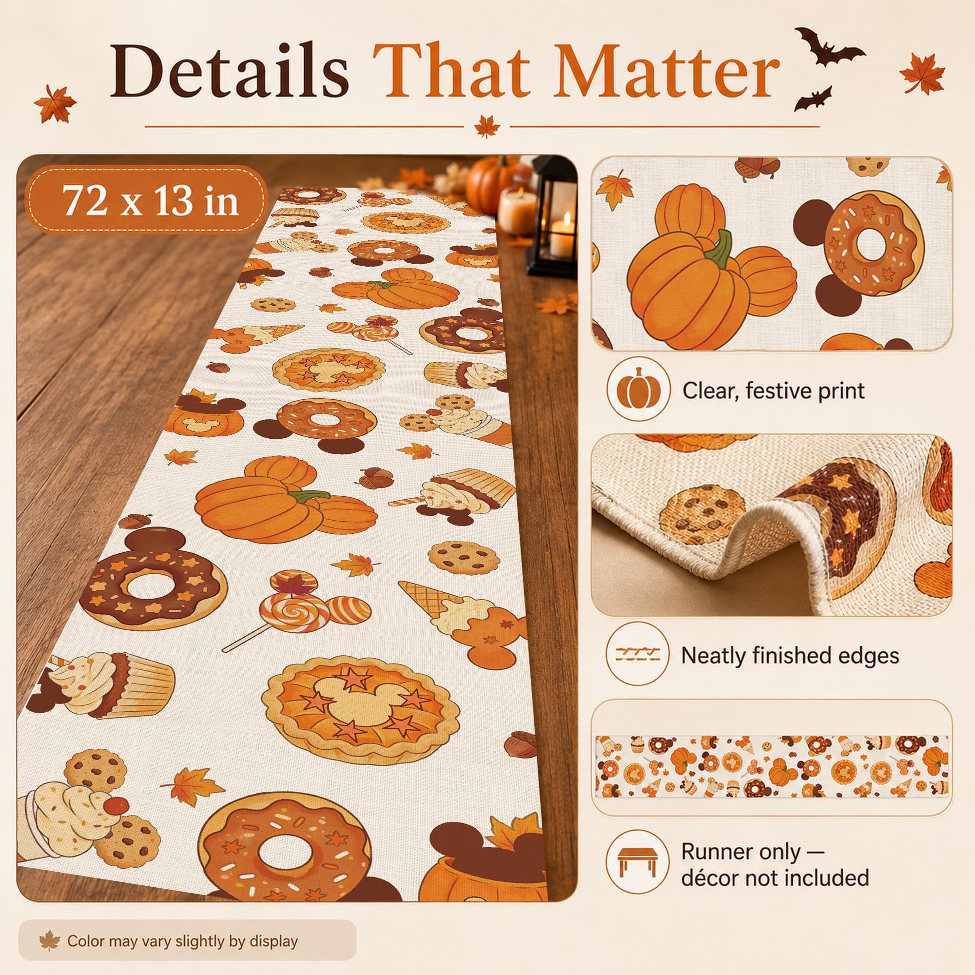 Table runner placed on sideboard for festive display