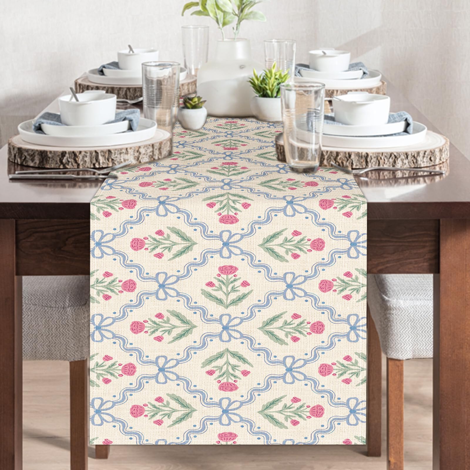 Holiday and party ready Croar vintage table runner on table
