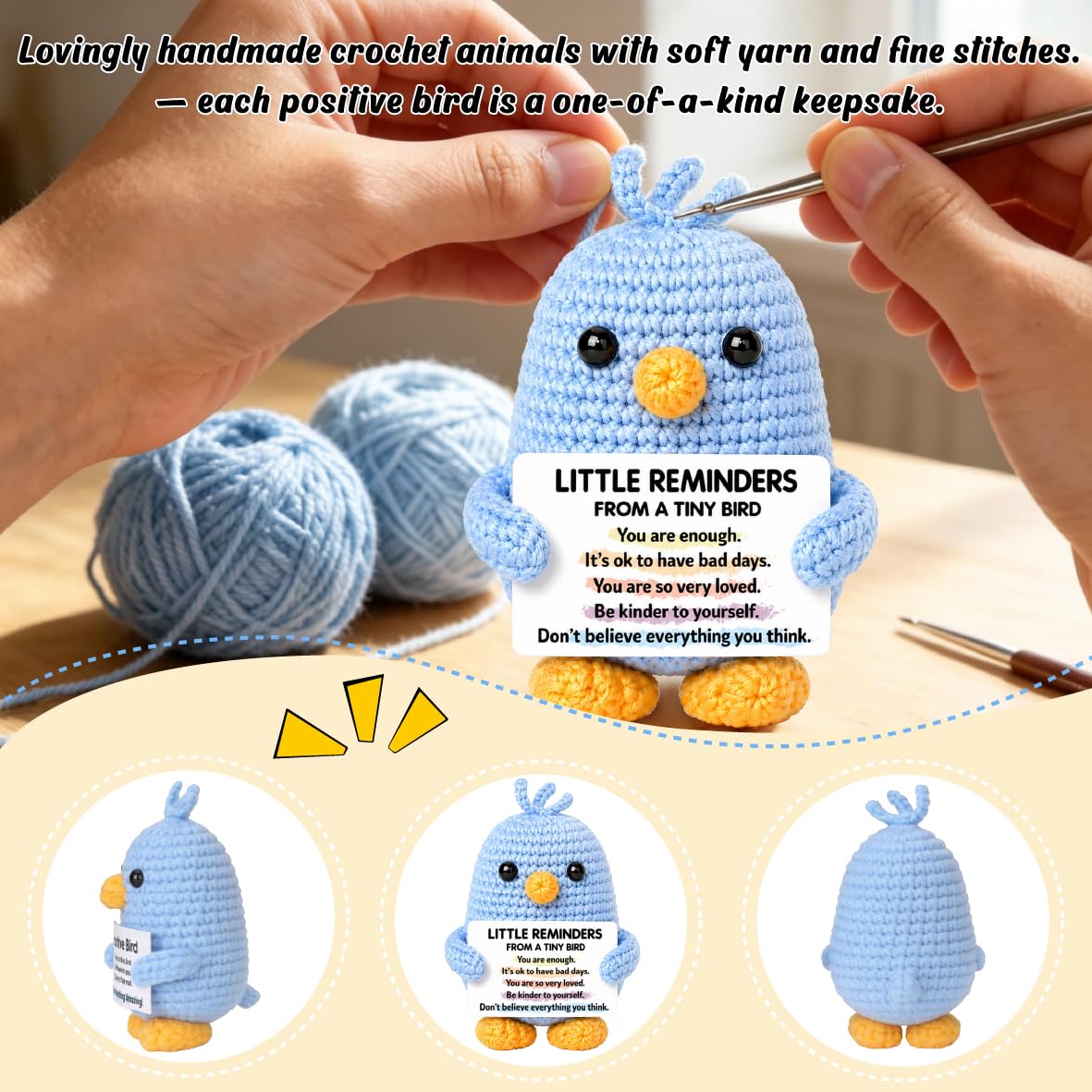 Blue bird crochet keepsake compact gift basket addition