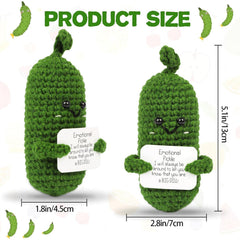 Handmade crochet cucumber plush for office decor