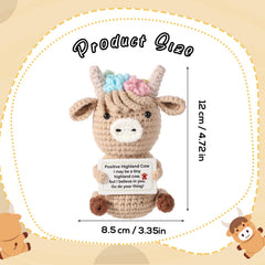 Crochet Highland cow toy made of woolen yarn