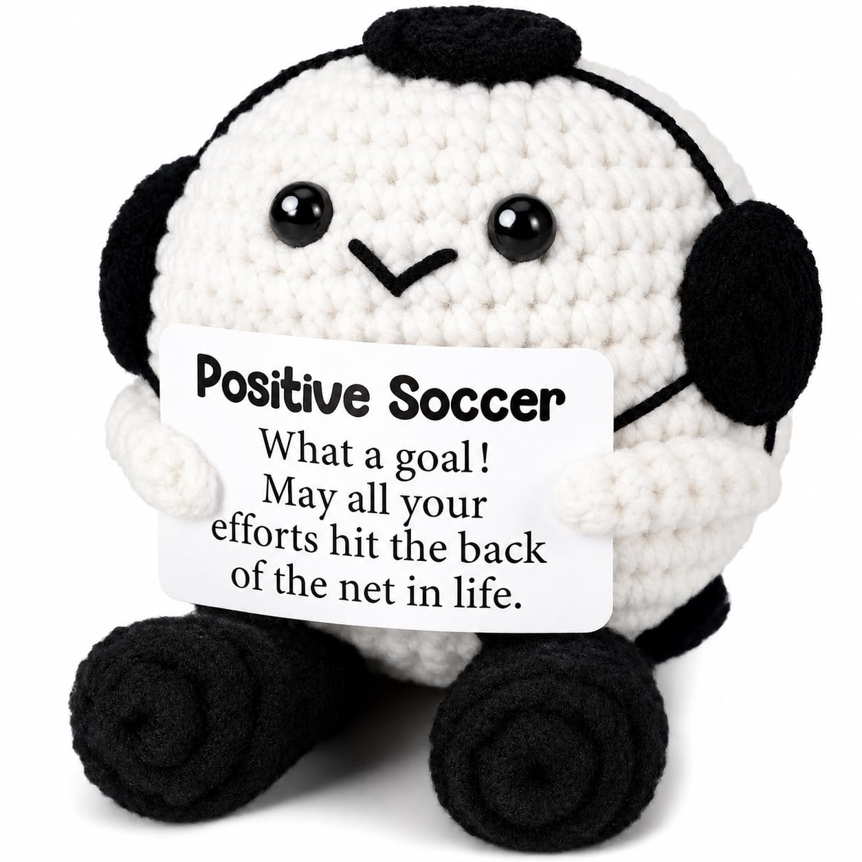 Crochet soccer ball plush 3x2.5x2.5 inch handmade gift for teens