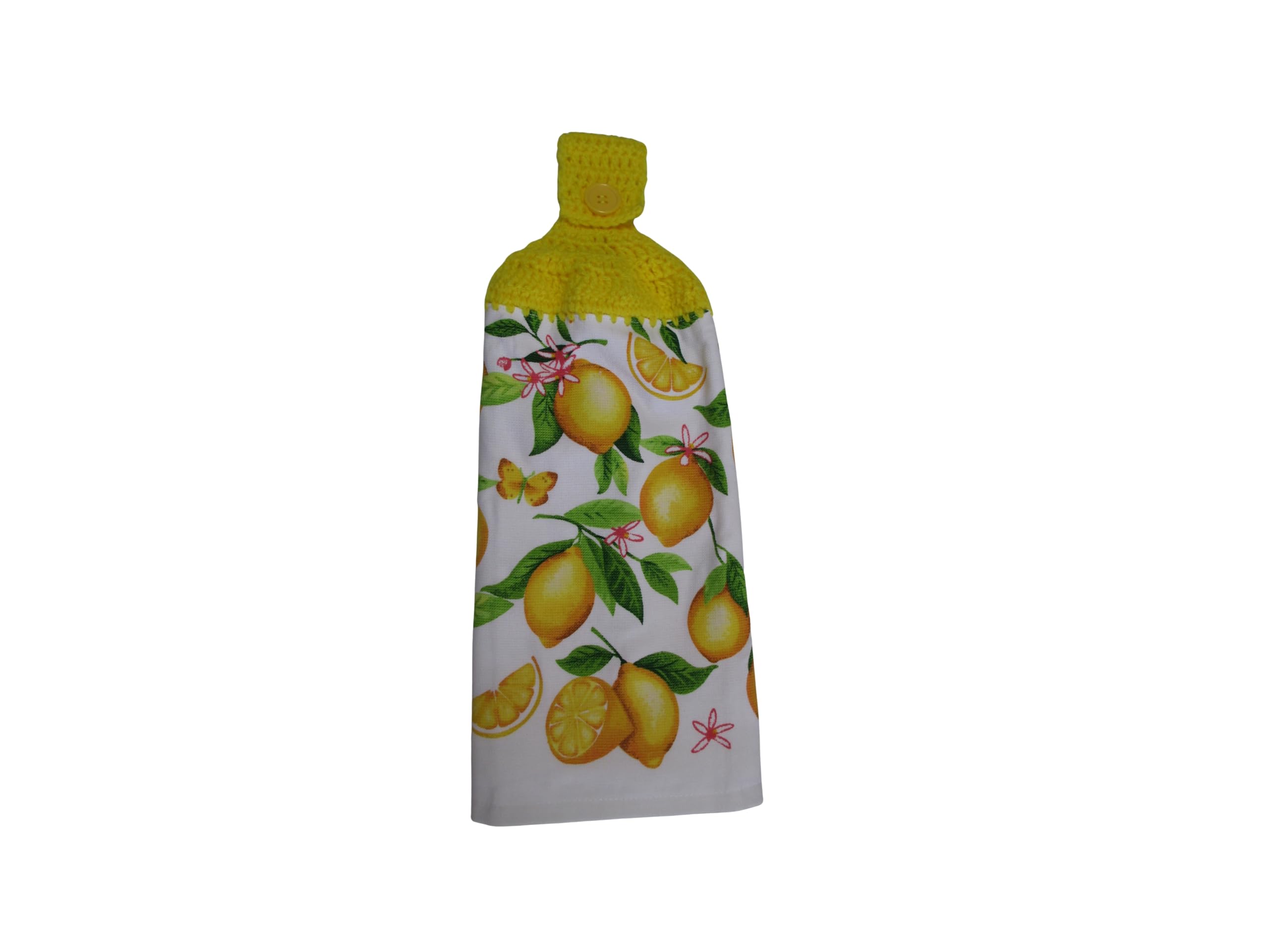 Crocheted FULL Towel Lemons kitchen towel bright yellow yarn