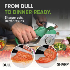 Croco Dial Knife Sharpener in use on serrated knives