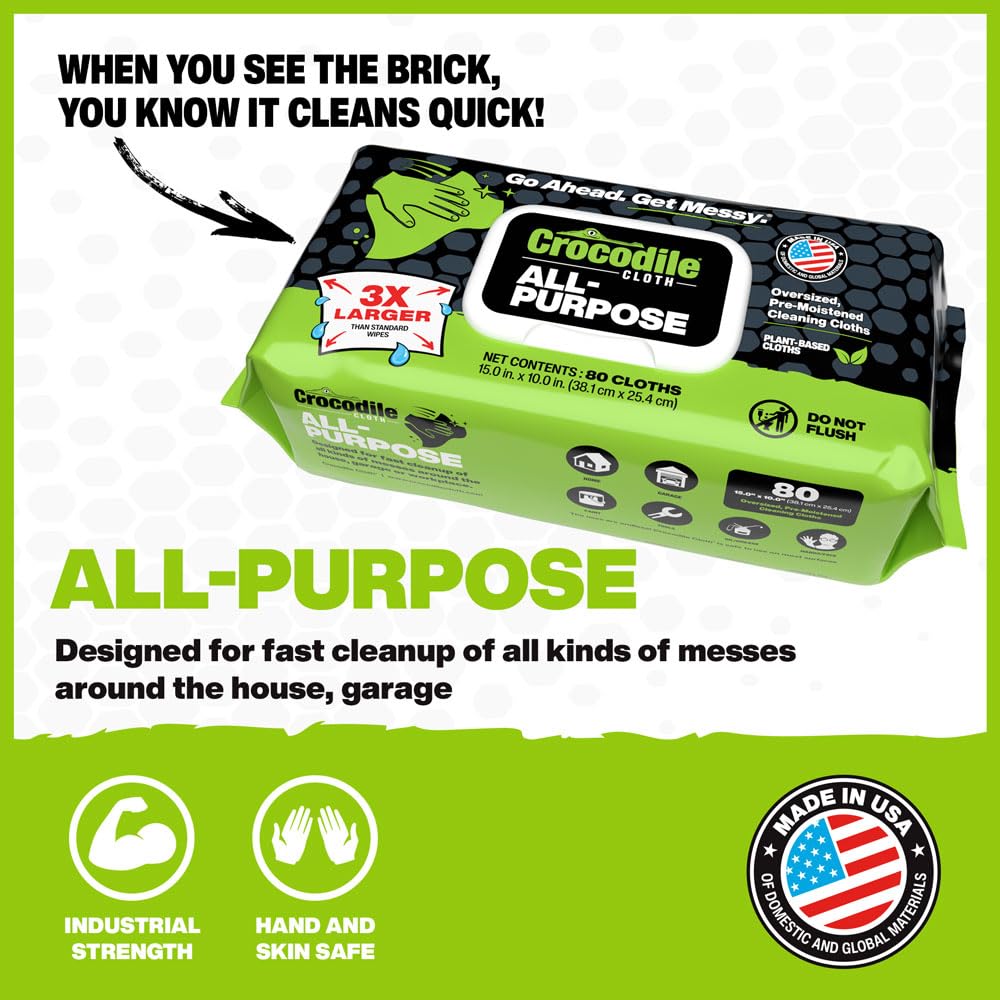 Crocodile Cloth plant-based cleaning wipes label