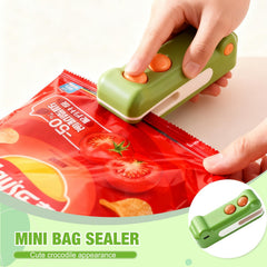 crocodile design bag sealer with magnetic back on fridge