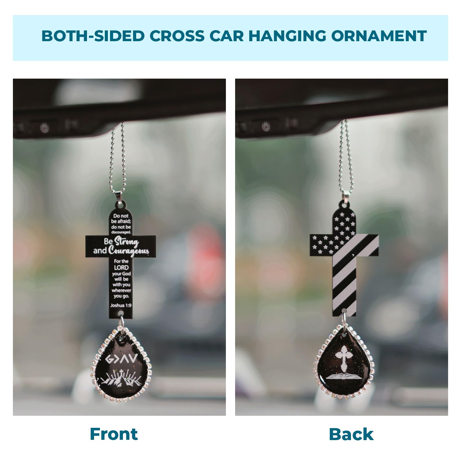 Adjustable brown leather cord cross ornament