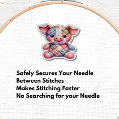 Pig with rosy cheeks and floppy ears needle minder