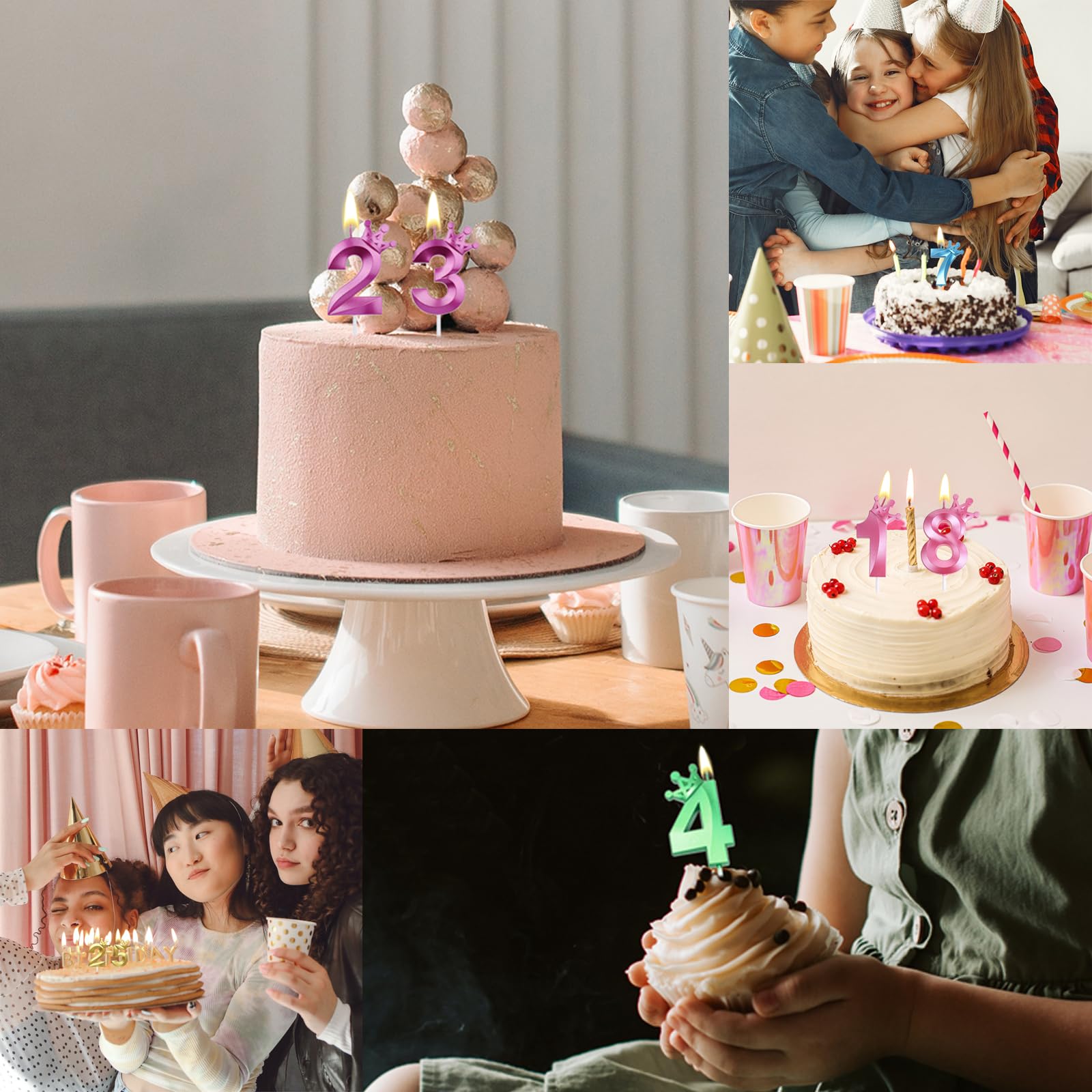 Brightly coloured birthday candle display image
