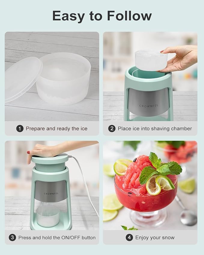 Compact design shaved ice maker for home use