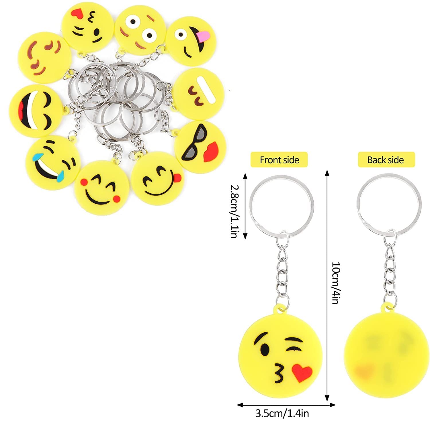 Mini emoticon keychain plush with 16 expressions