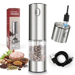 CRUCIBLY rechargeable salt and pepper grinder set stainless steel