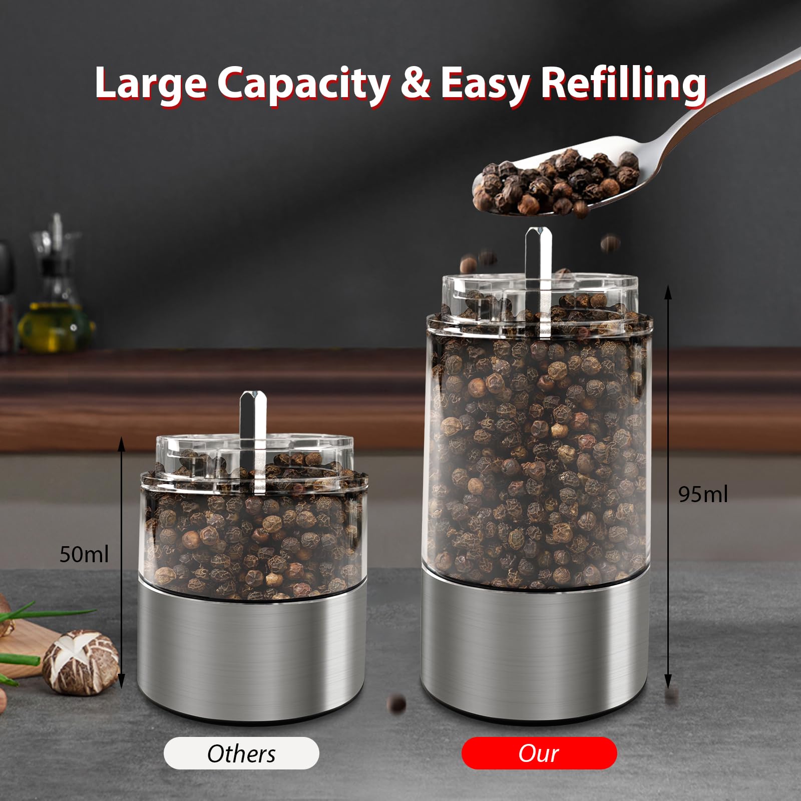 CRUCIBLY stainless steel ceramic grinder salt pepper