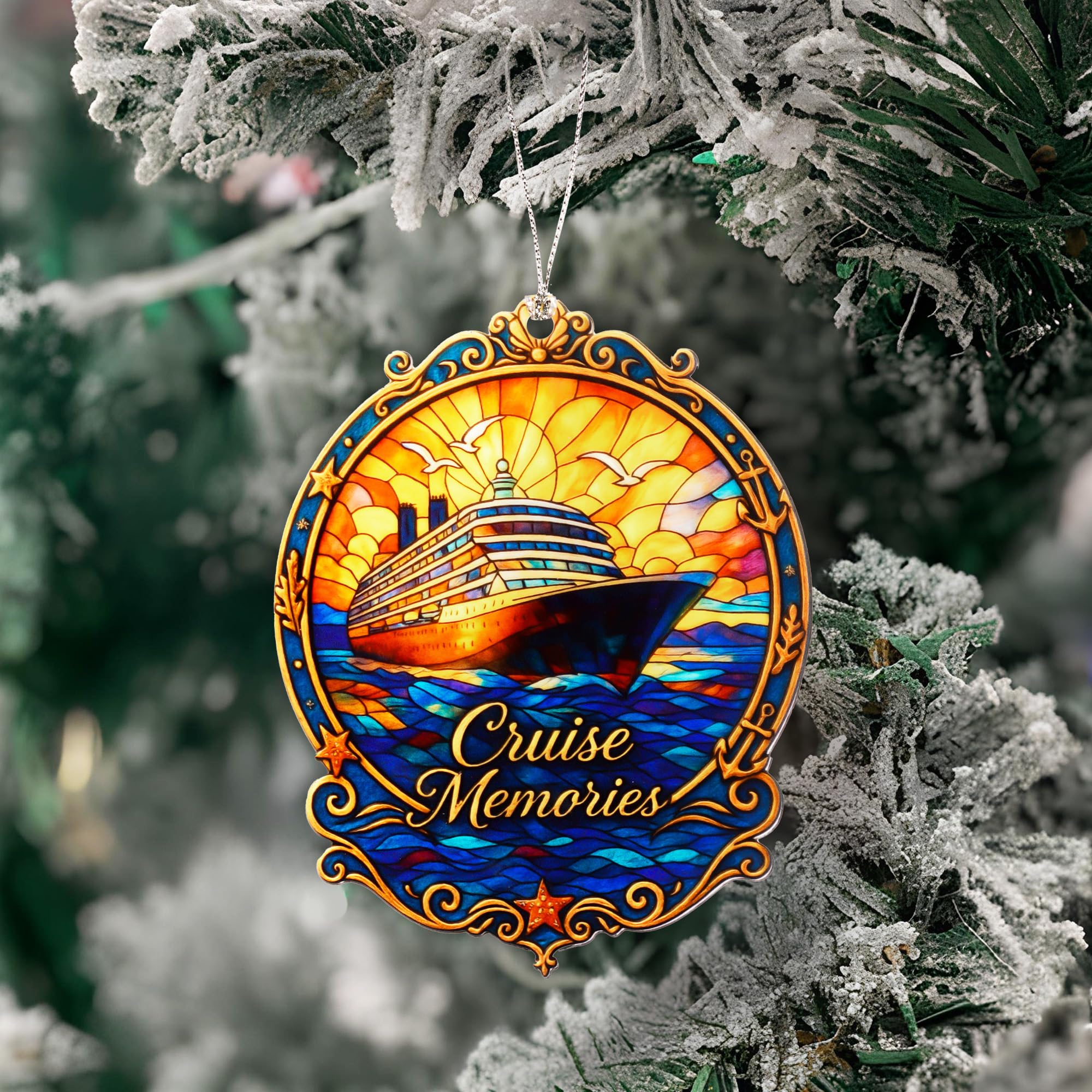Detail of intricate motifs on Cruise Ornament 2025
