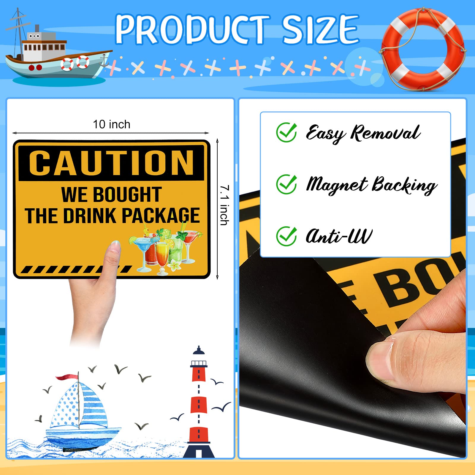 Magnetic cruise door signs sized 25.5 x 18 cm for doors
