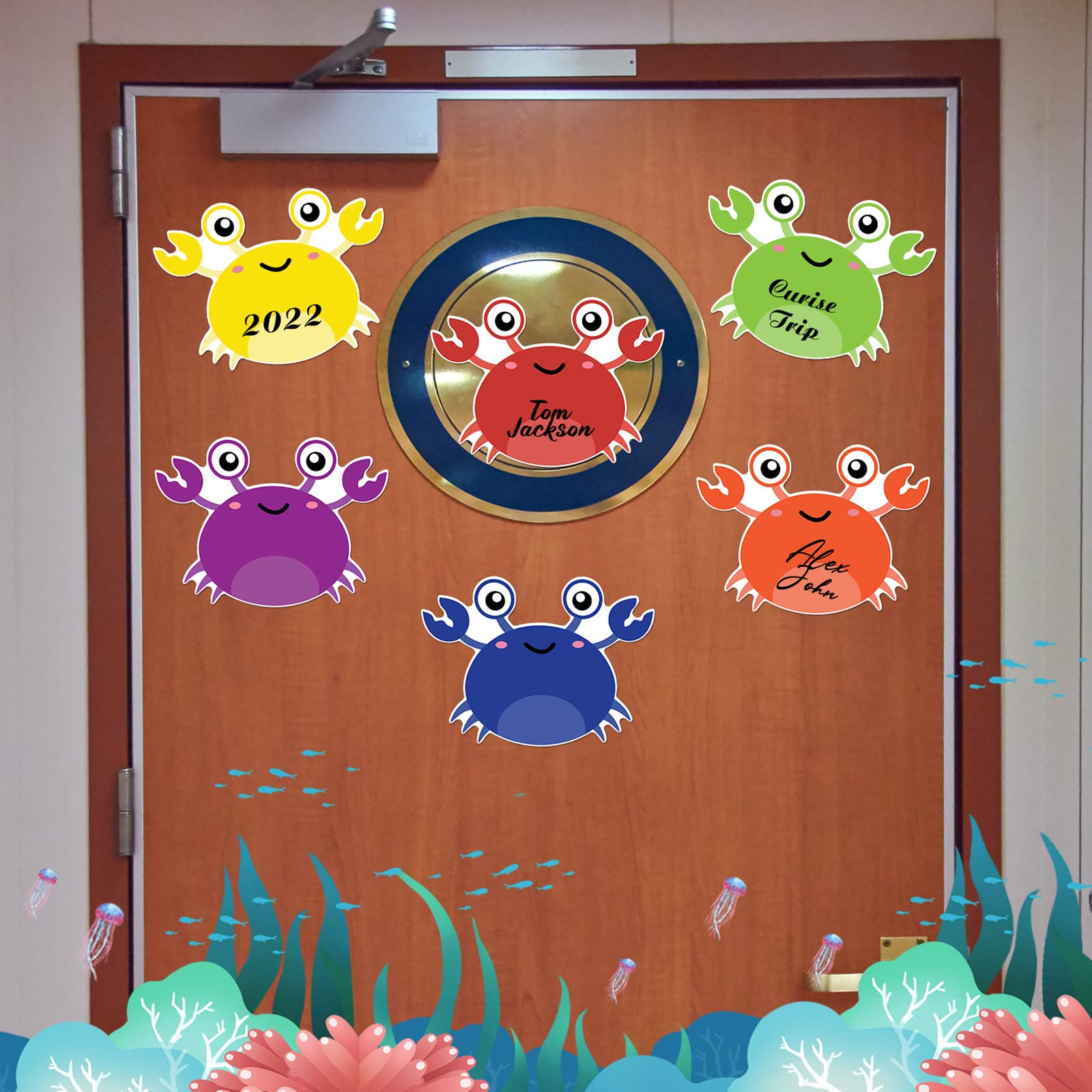 Decorative crab magnets for cruise door size 6.3 x 8.66 inches