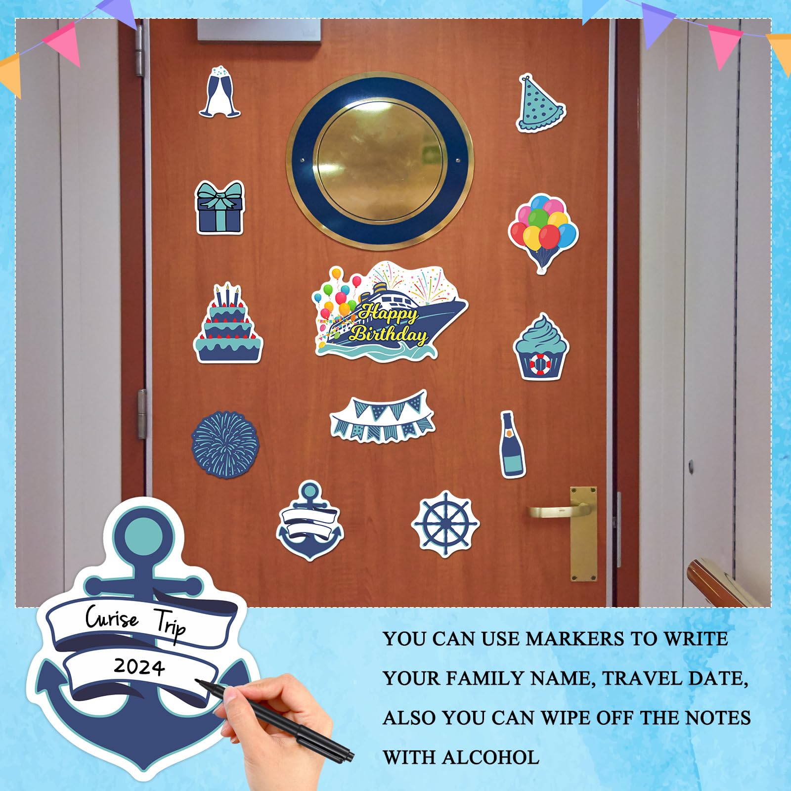 Cruise door decorations magnets 12pc 3.2-5.5 inch size