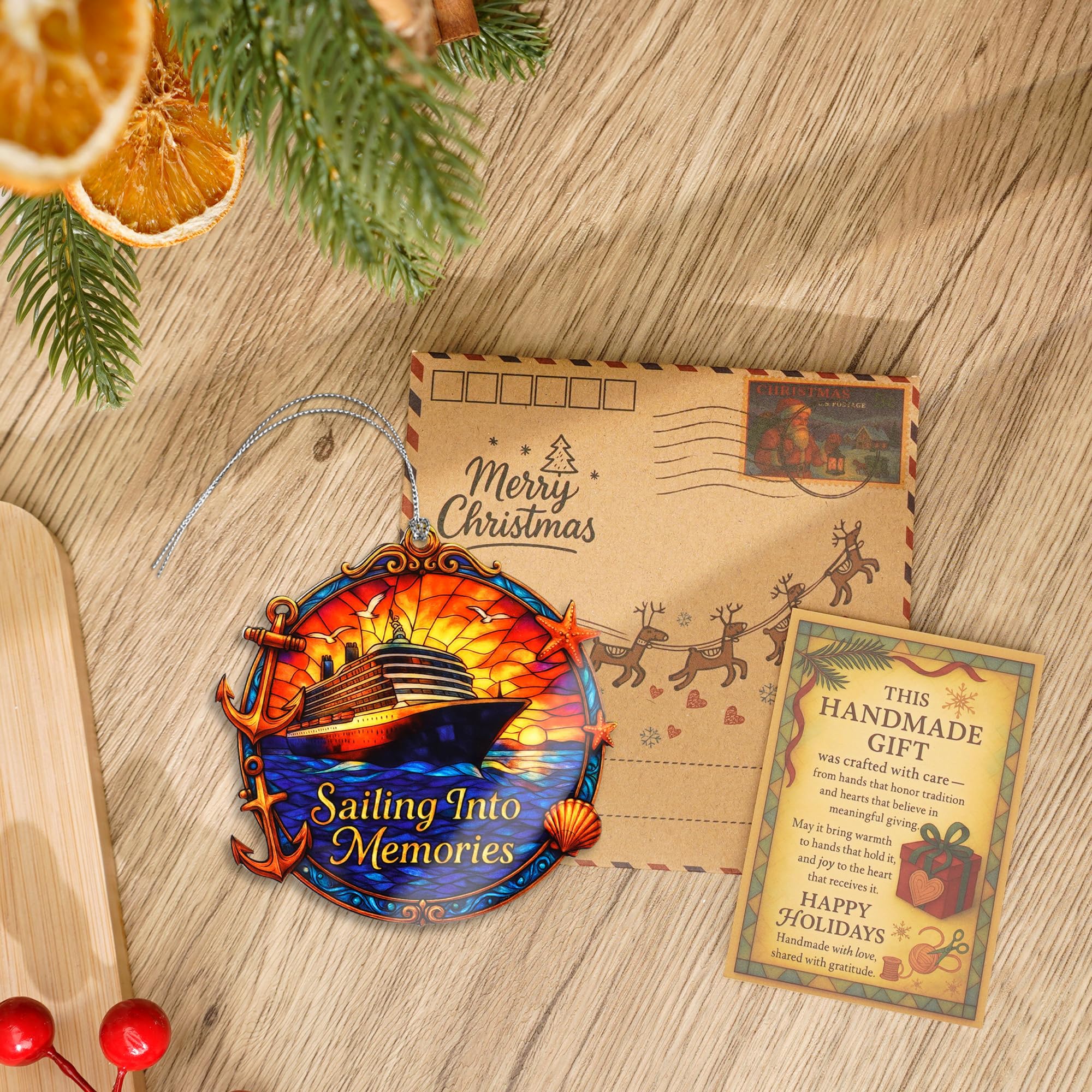 Cruise Memories Ornament nautical decor with travel keepsake card