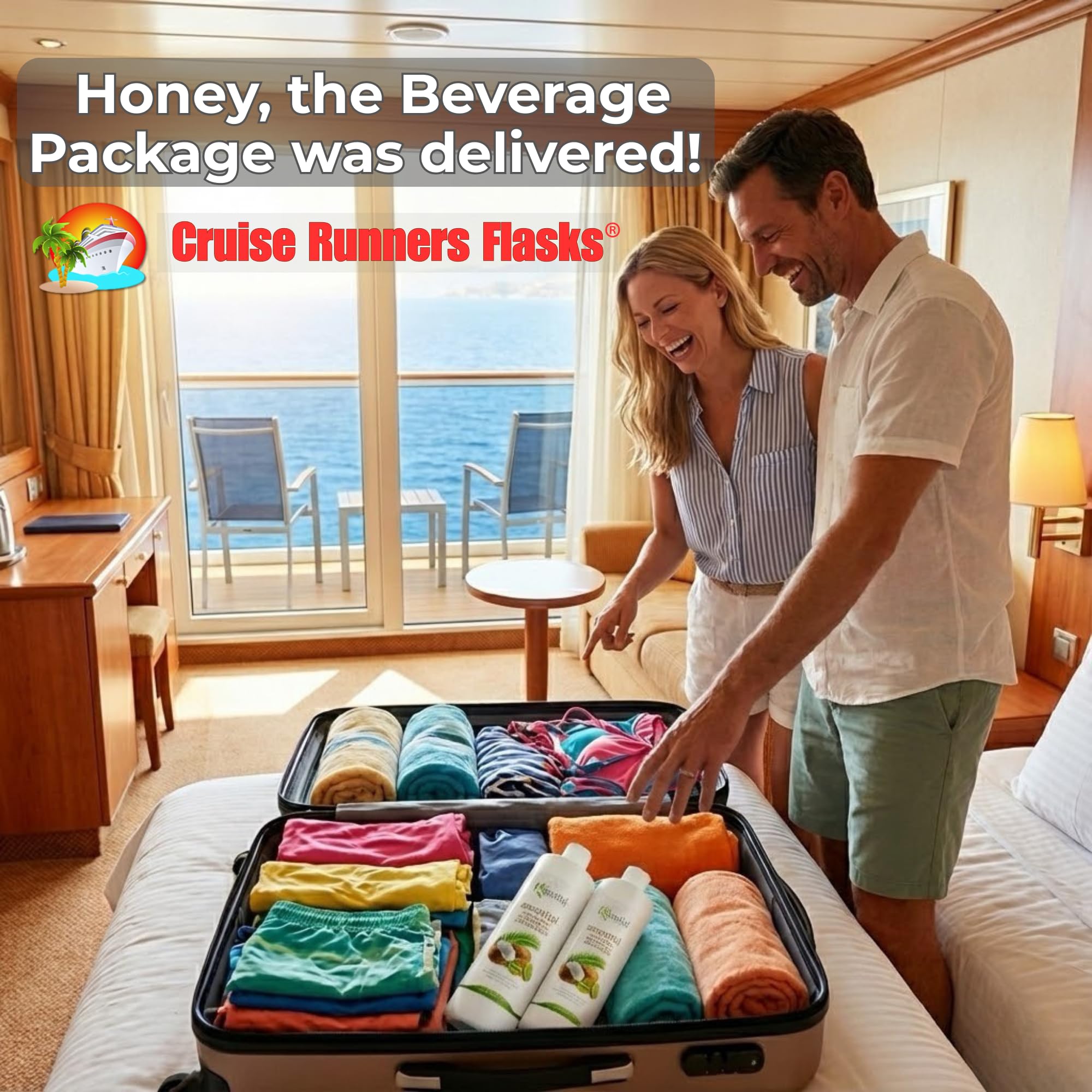 Two bottle flasks with seals for cruise packing by Cruise Runners