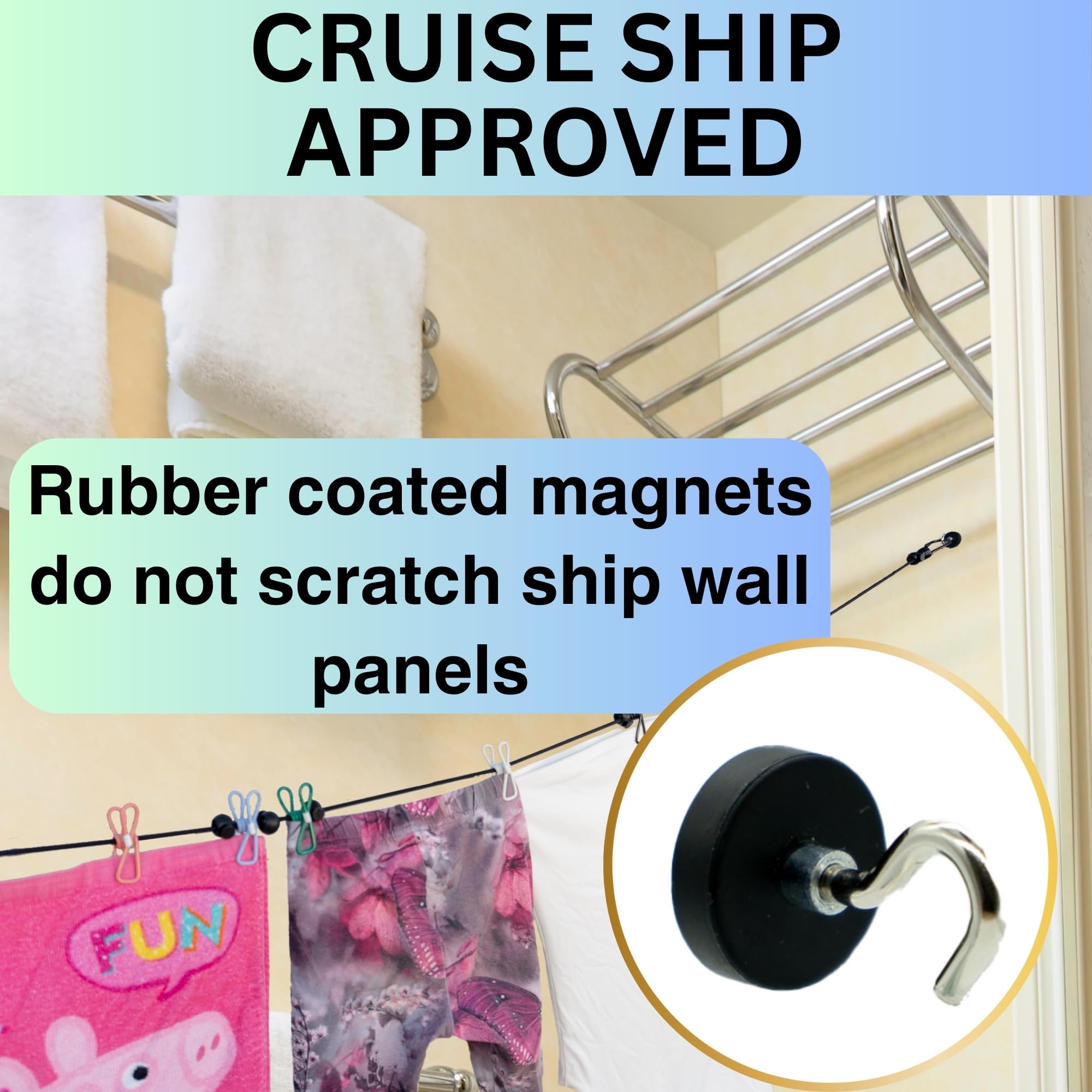 Portable retractable clothesline with carrying bag for trips