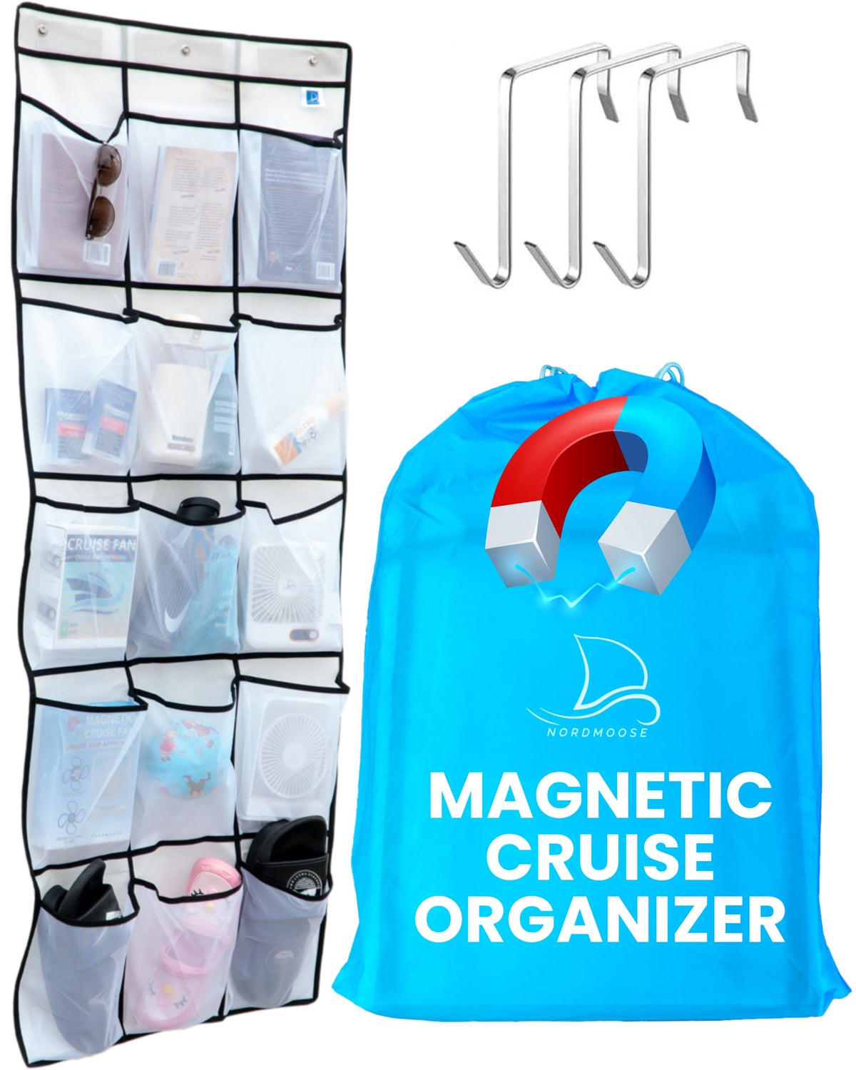 Cruisin'Nordmoose magnetic door organizer on cruise cabin wall