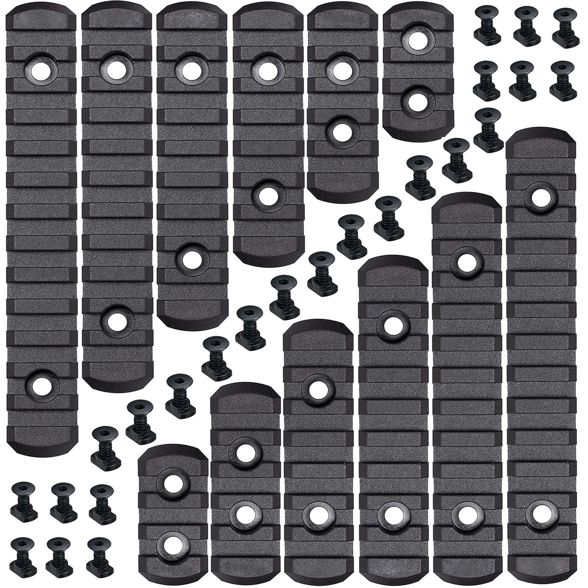 CRUSHUNT 12 Pack Single Picatinny Rail Polymer Black product image