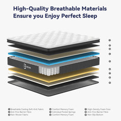 Hybrid CRYREINA mattress with pocket springs