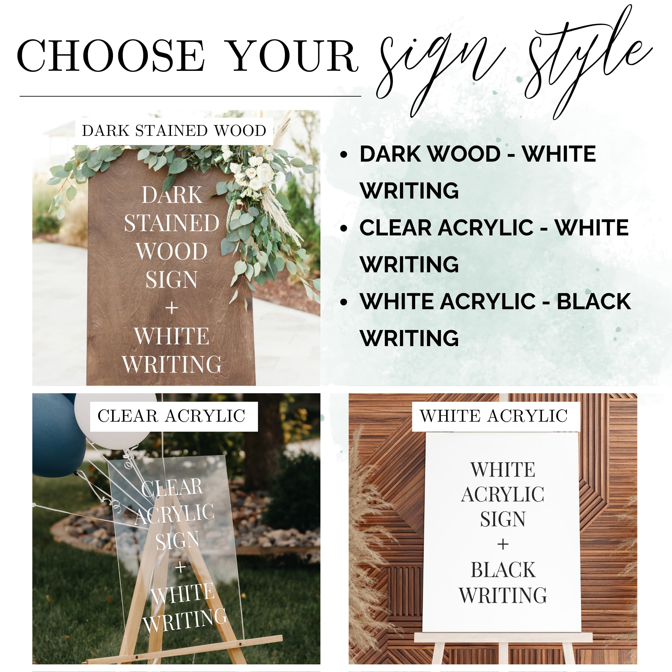 Four sizes customizable wedding welcome sign