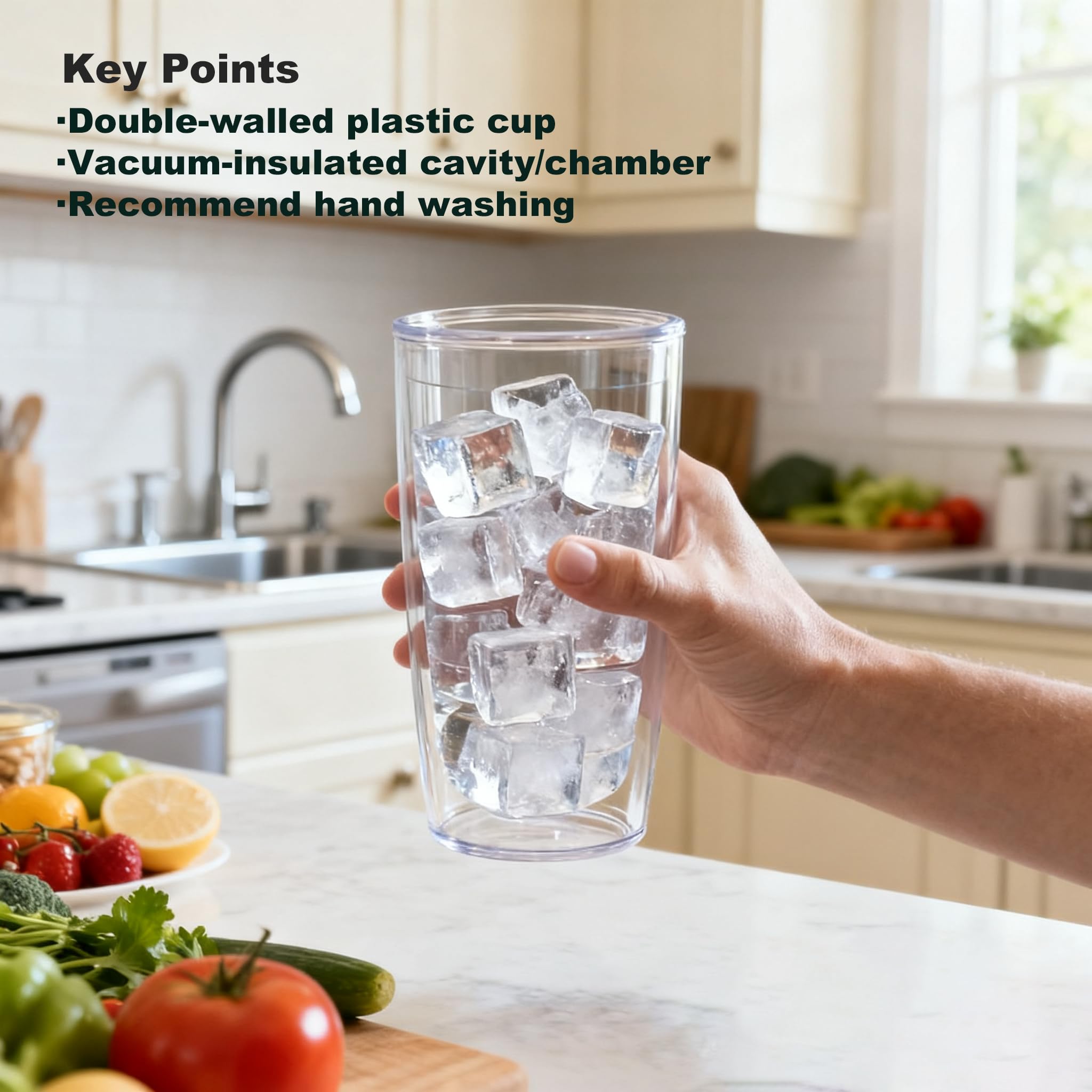 Reusable clear plastic travel mugs 16oz 4-pack