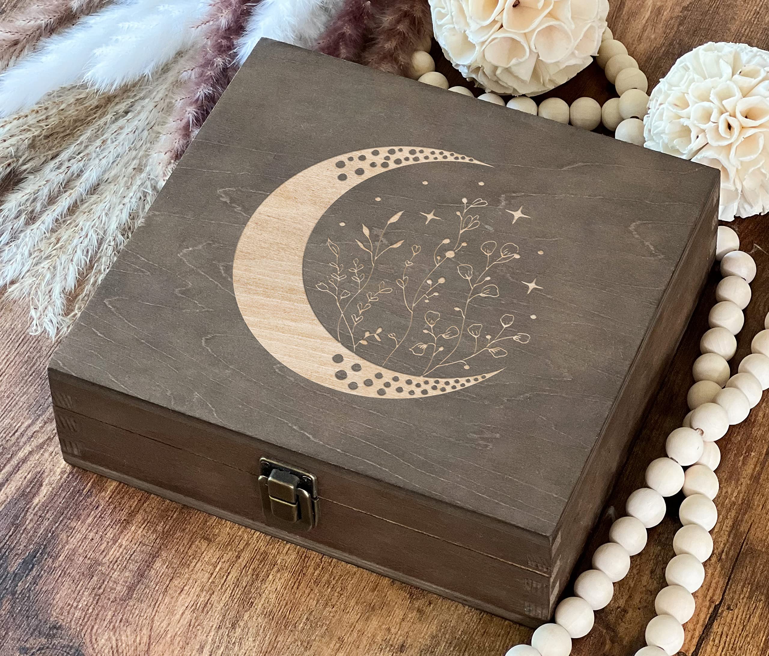Moon Box laser engraved moon design keepsake box