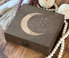 Moon Box laser engraved moon design keepsake box