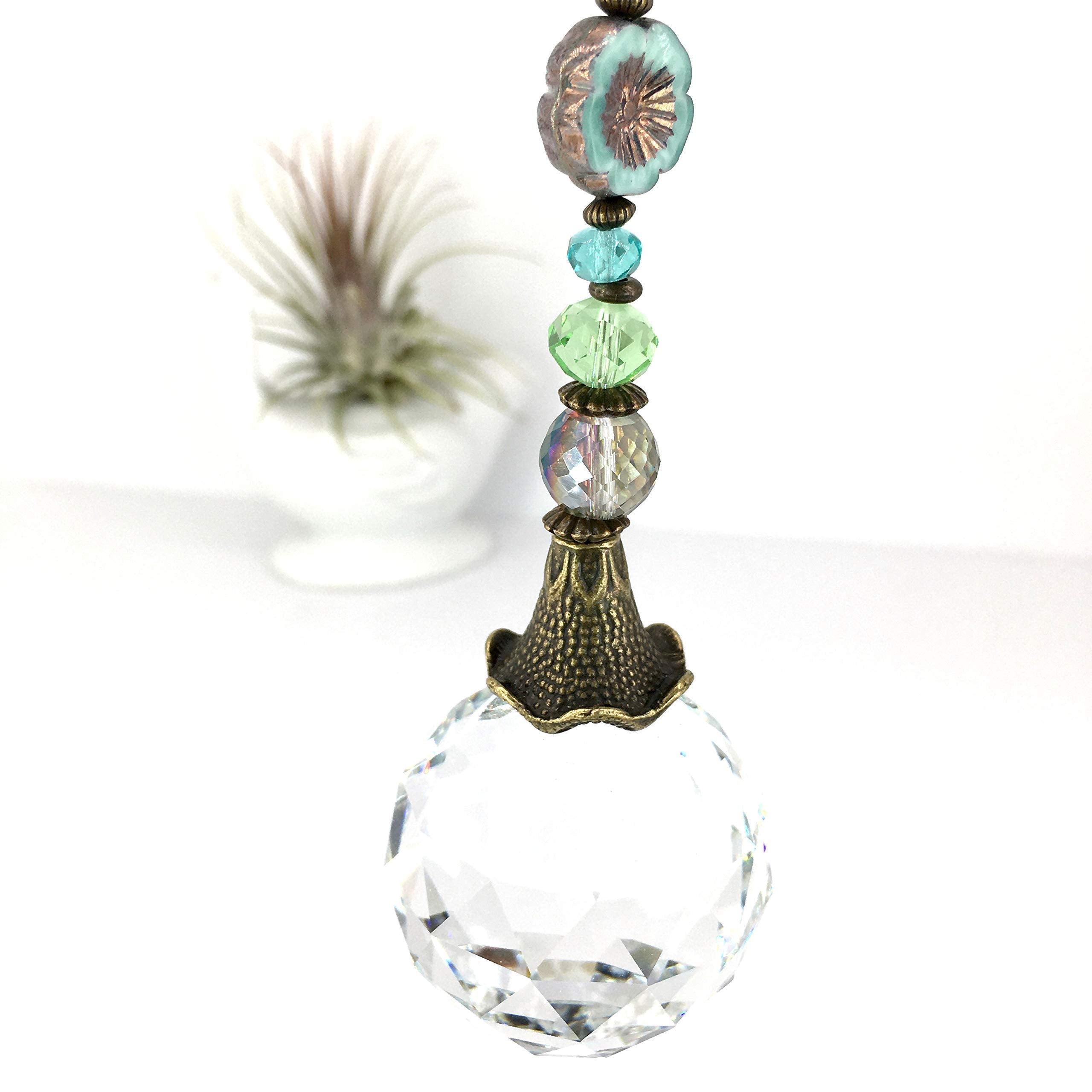 Crystal prism sun catcher beads with Swarovski and Czech glass