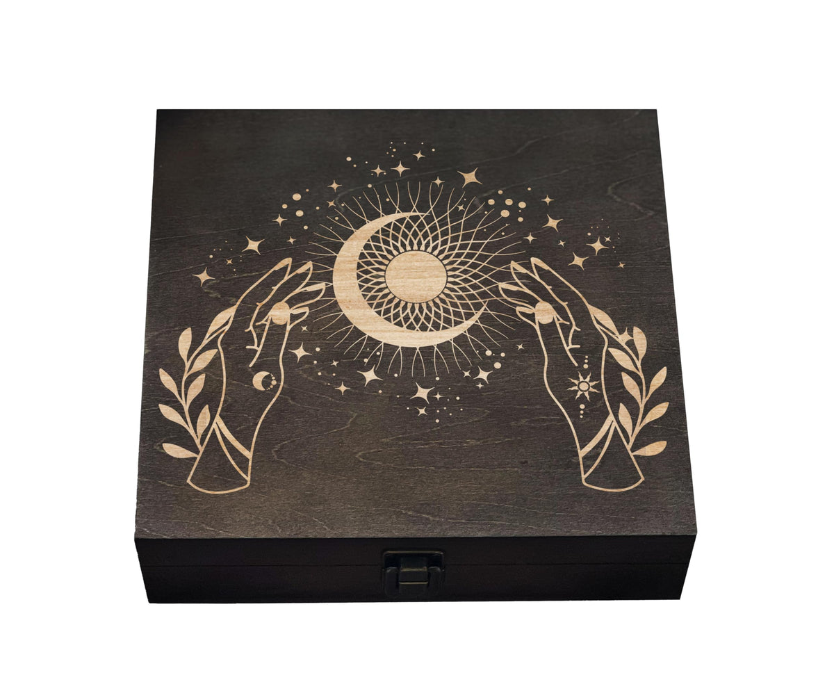 Crystal Storage Box keepsake with sun and moon design