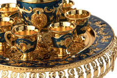 Crystal stones inserted teapot displayed with silver finish