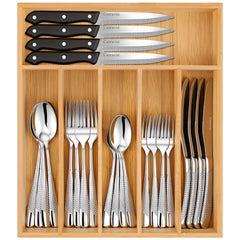 Csoravist 49-Piece Silverware Set with Bamboo Drawer Organizer