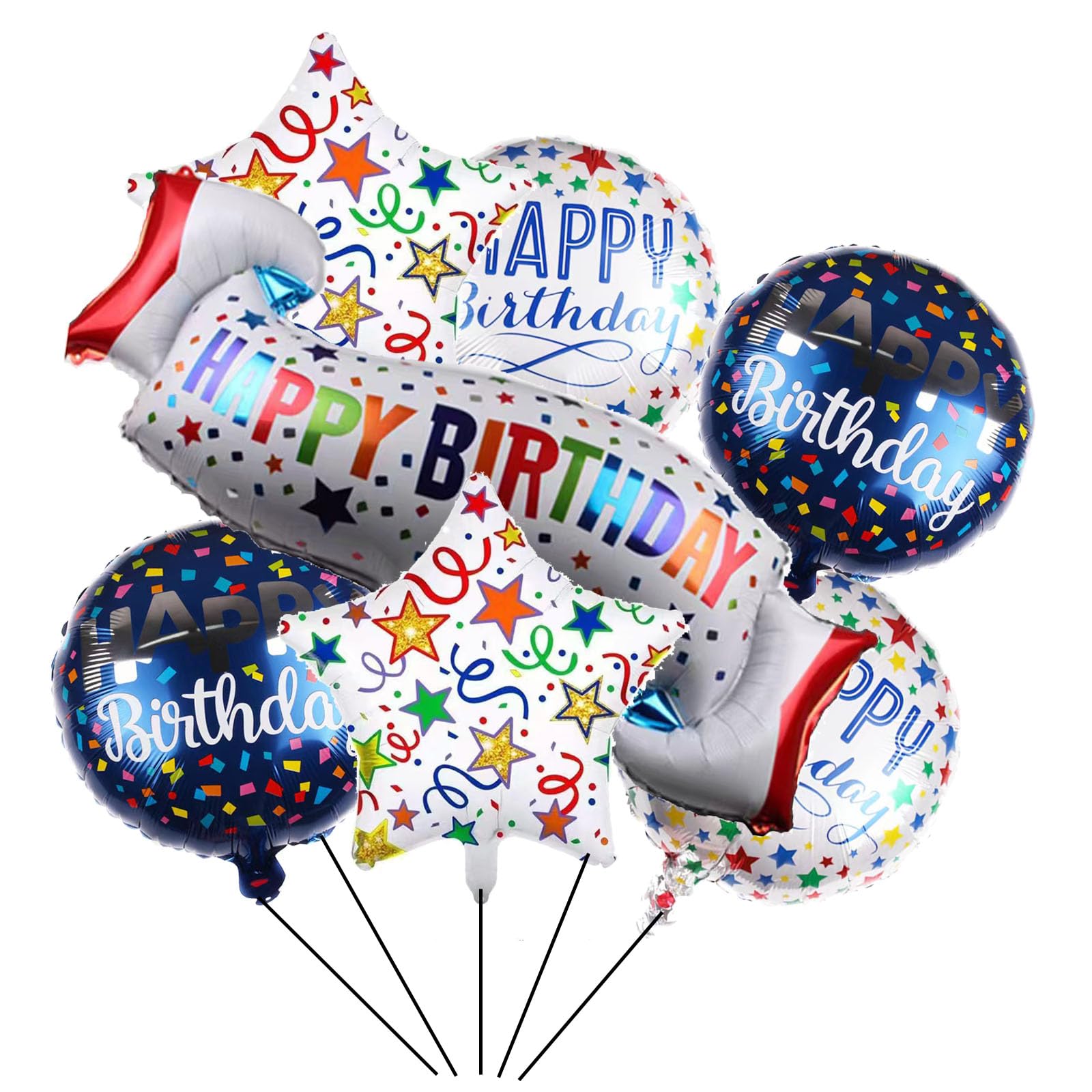 CSTYWC 7Pieces Happy Birthday Banner Foil Balloon Set banner and balloons