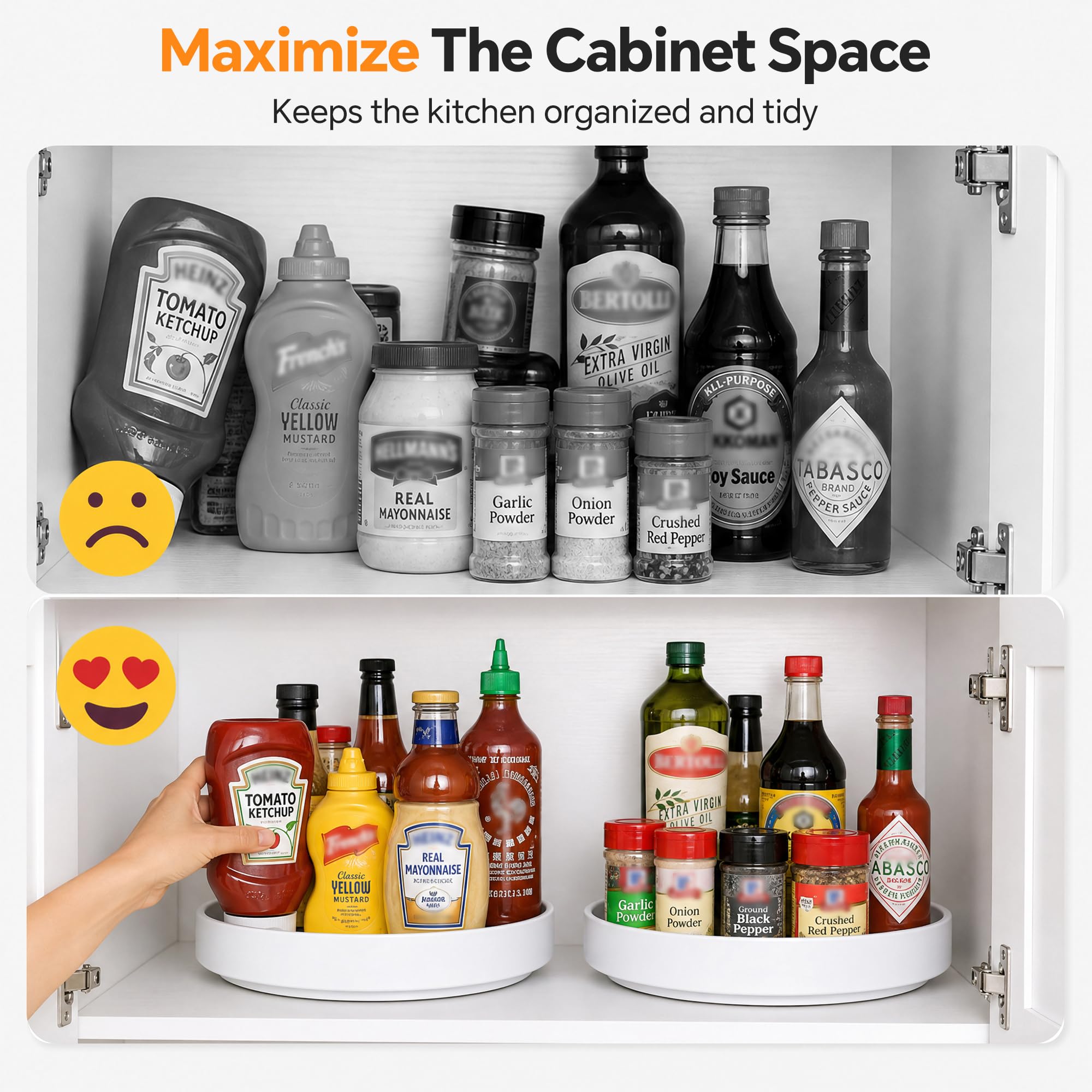 BPA-free plastic and silicone lazy susan for food storage