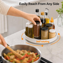 Rotating storage tray suitable for spice jars in kitchen
