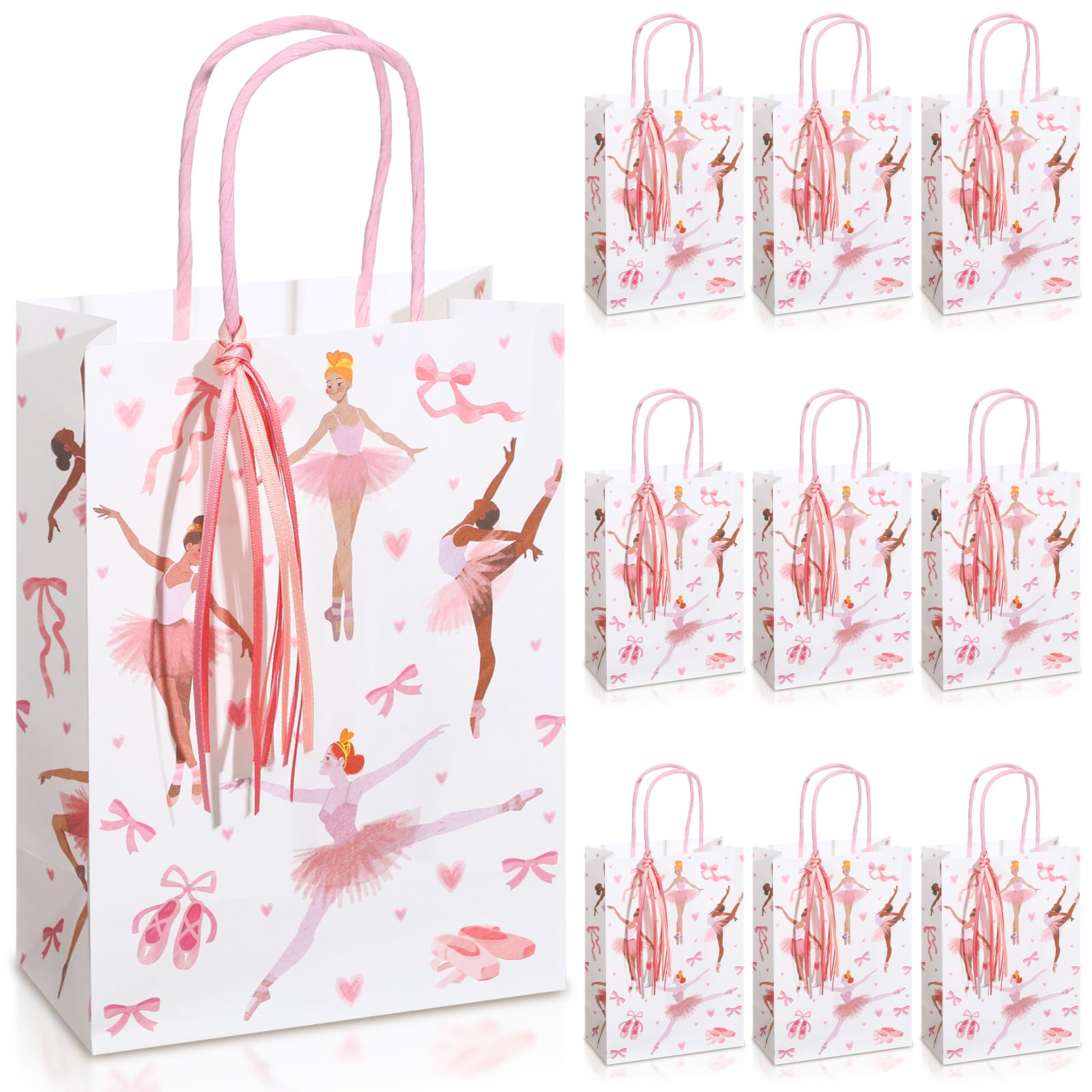 Ctosree24 pink ballerina gift bags with ribbon for party favors