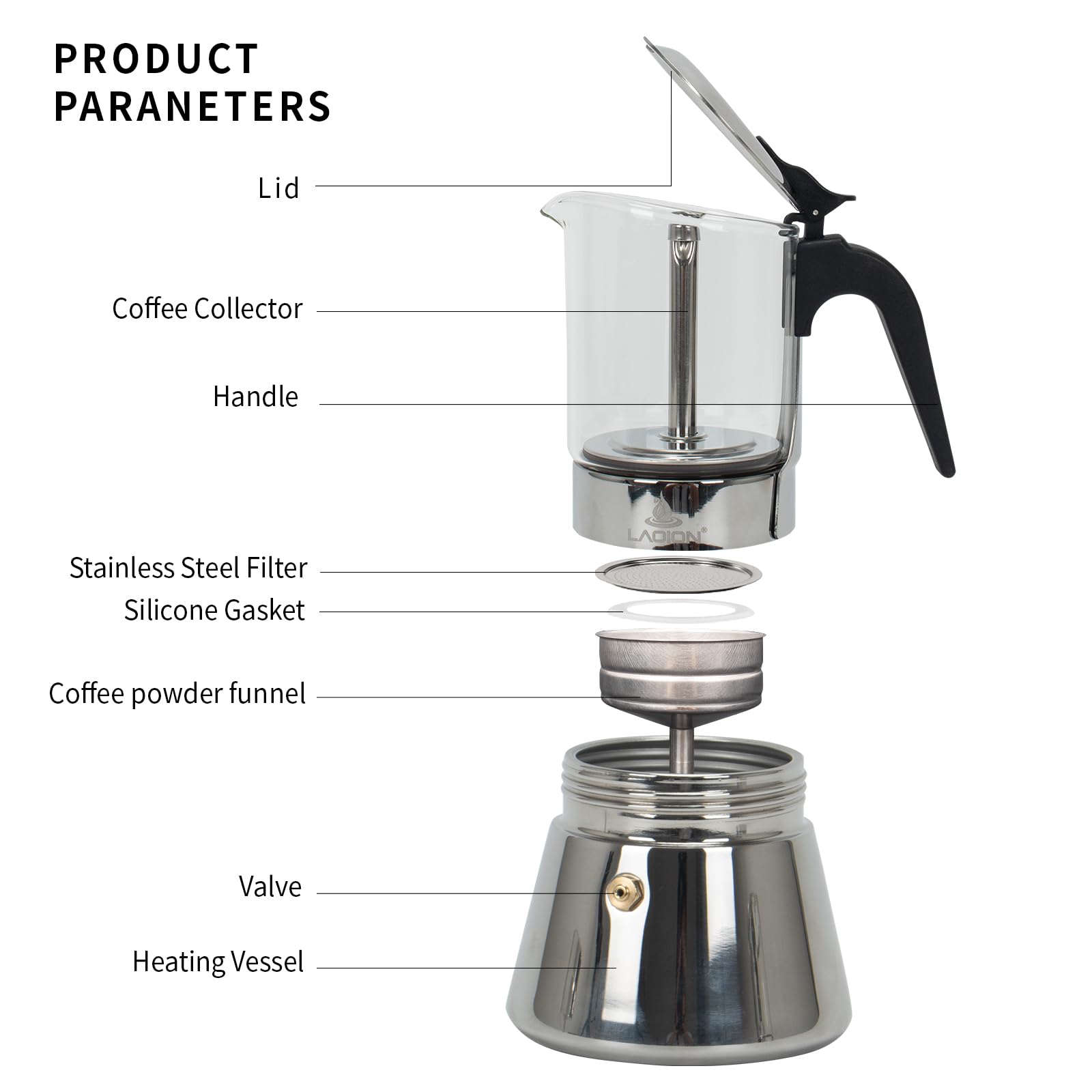 Cuban coffee maker LAOION moka pot durable build