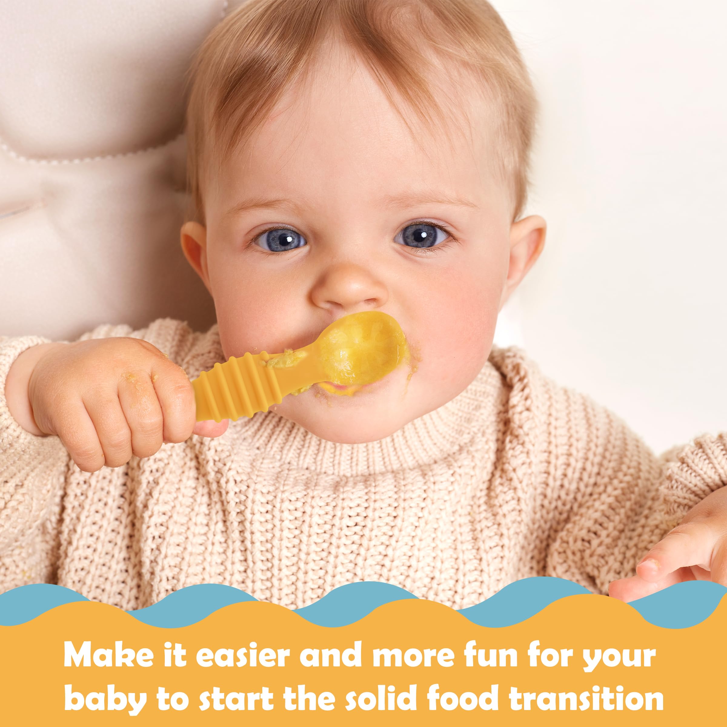 Easy to grip handle silicone baby spoon