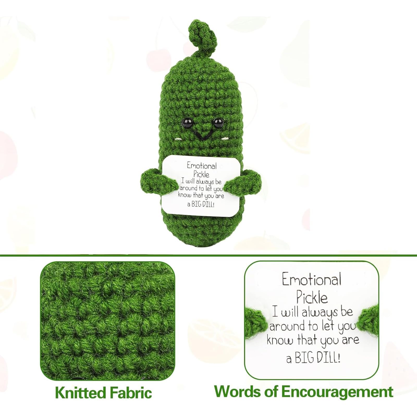 Gift for women crochet cucumber plush 3 inches tall