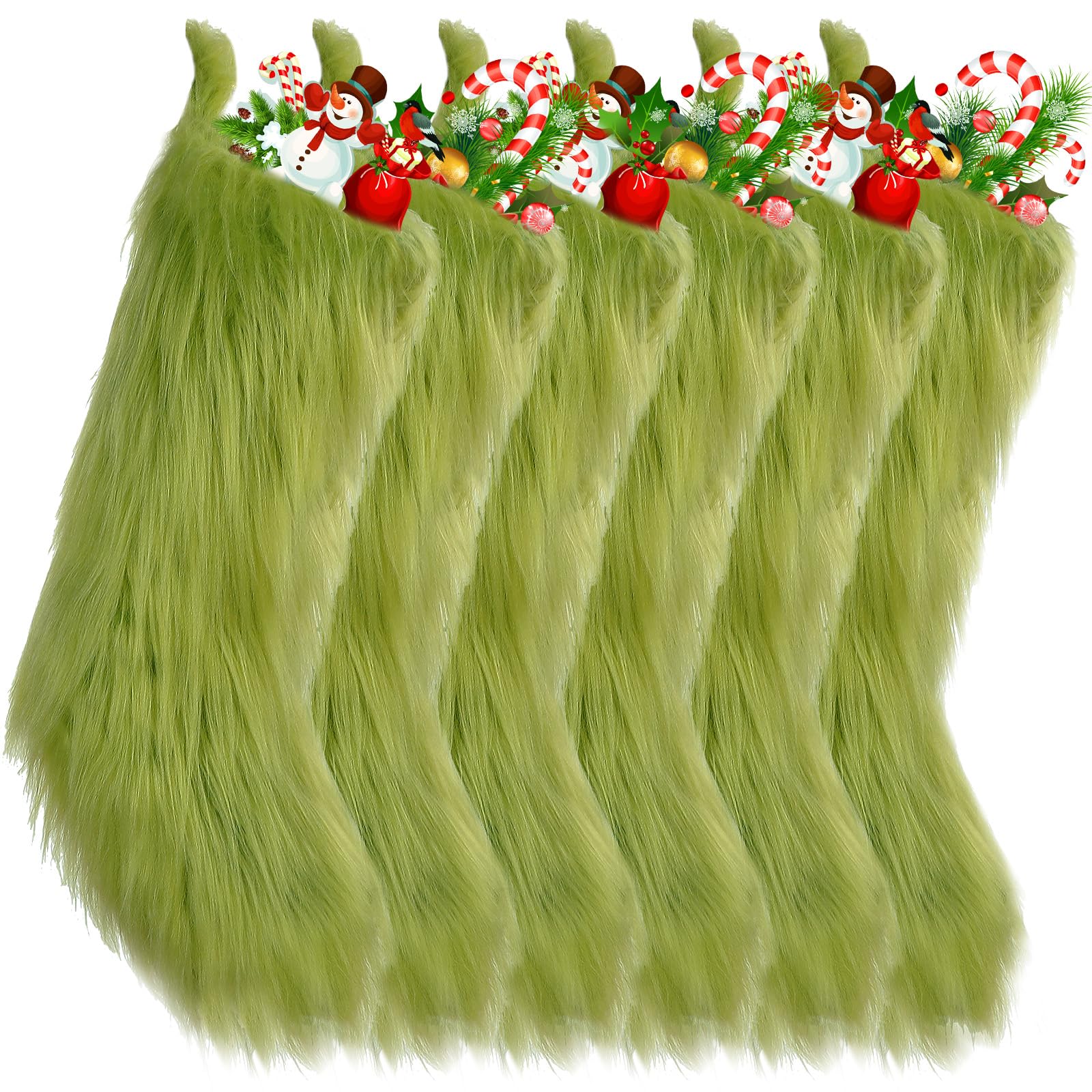 Cunno green 18 inch Christmas stocking with faux fur and ribbon hook