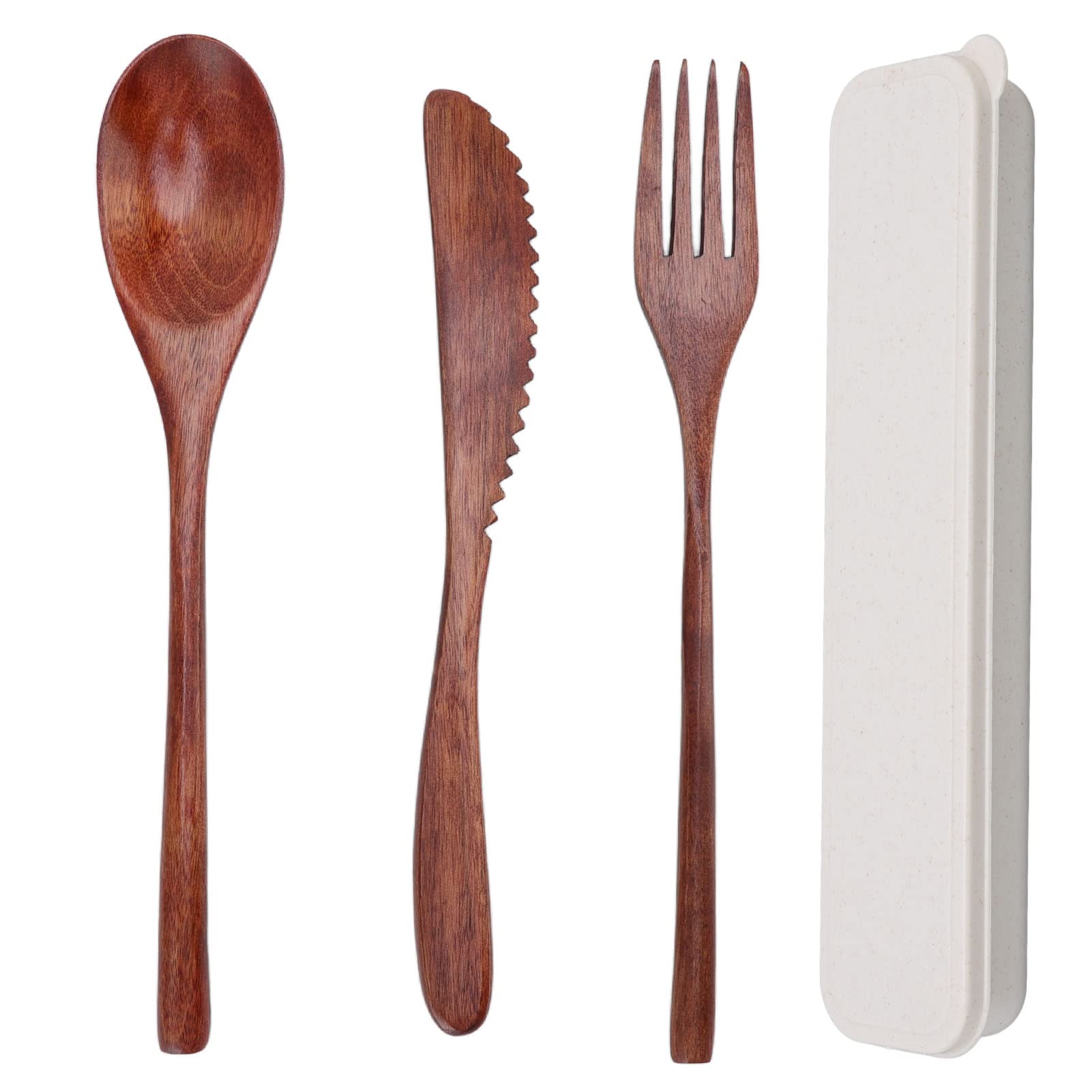 Cunyuer Wooden Cutlery Set spoon fork knife with case
