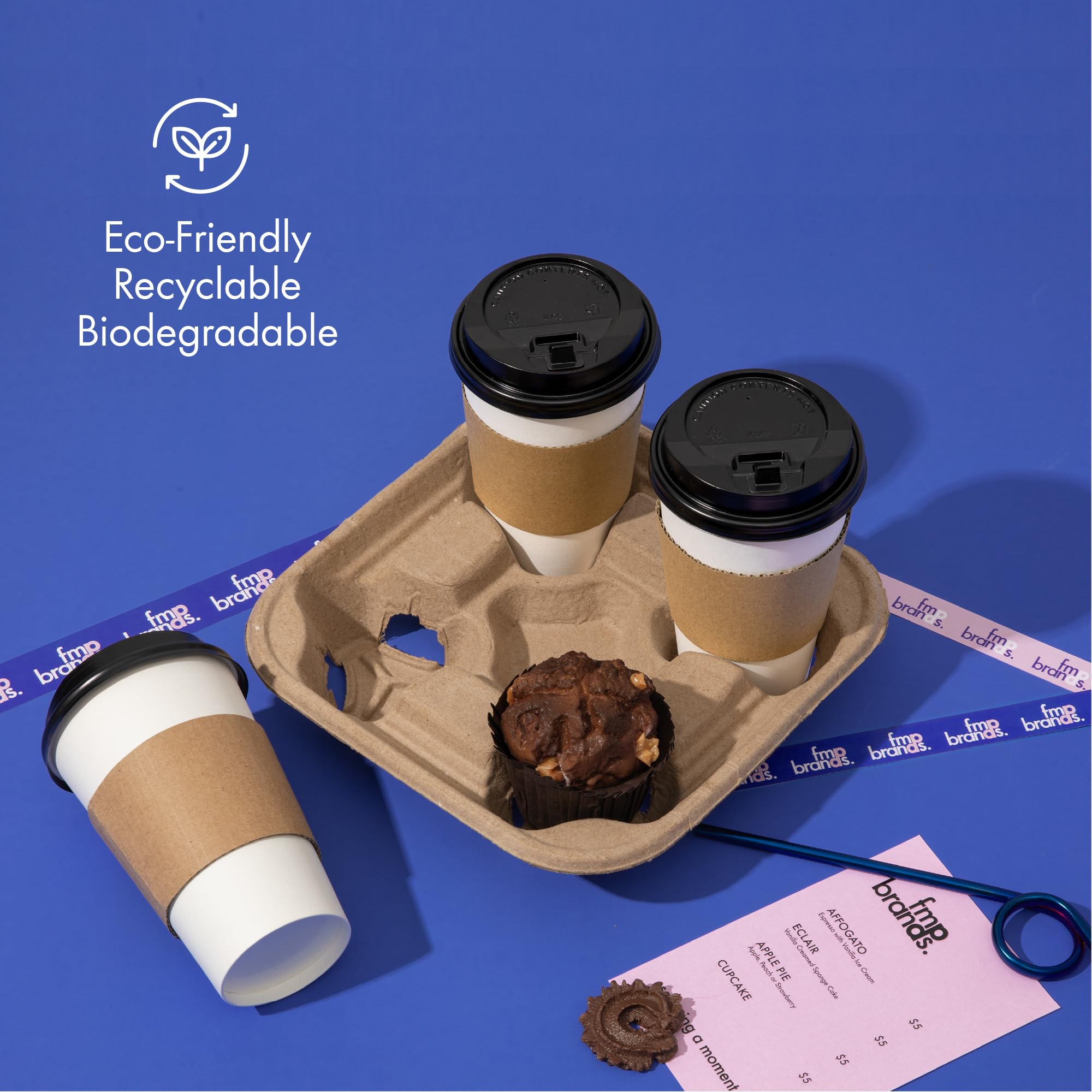 Cup carrier designed for 8-32 oz cups with 2 5/8 inch bottom diameter