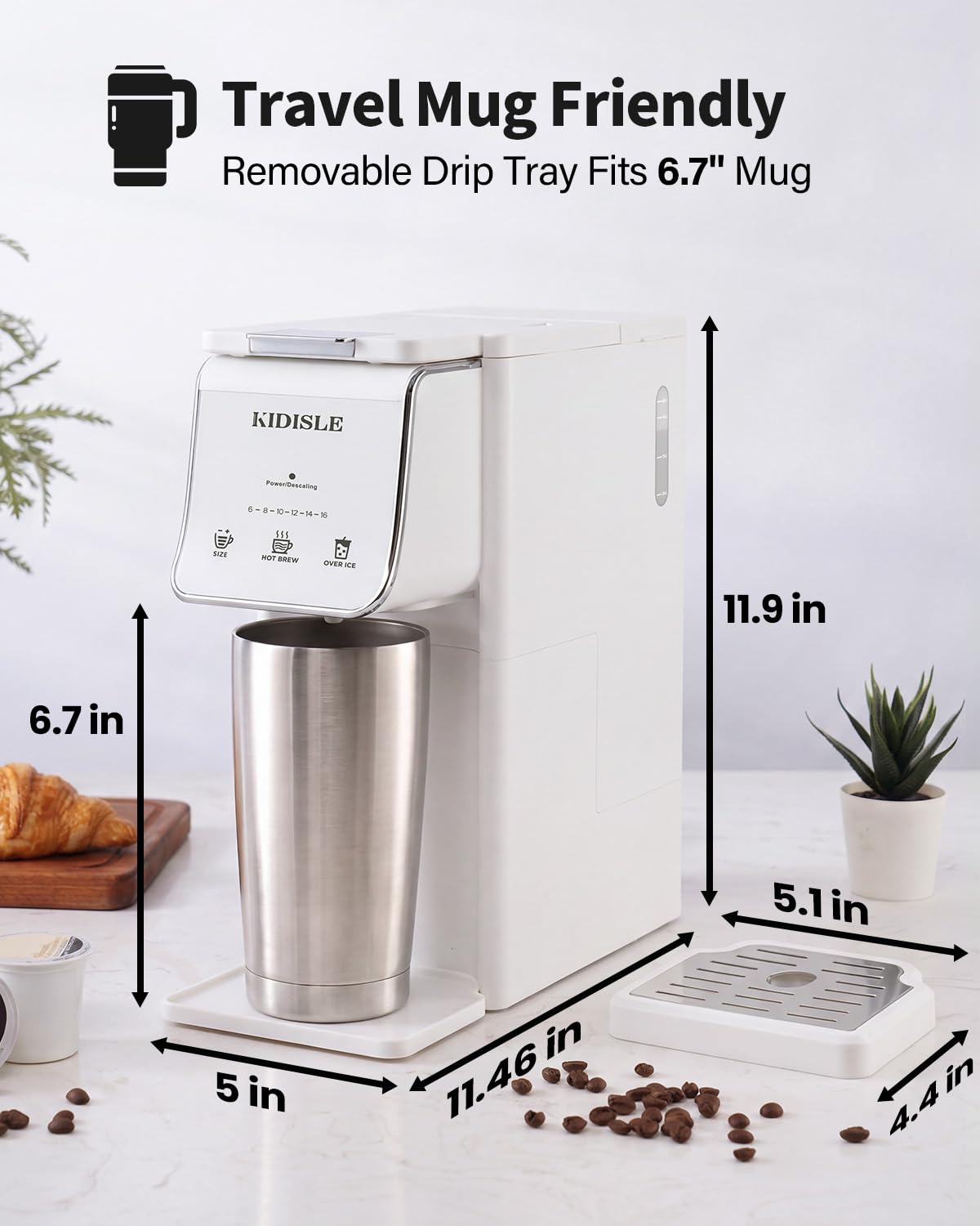 supports K Cup pods and ground coffee with reusable filter