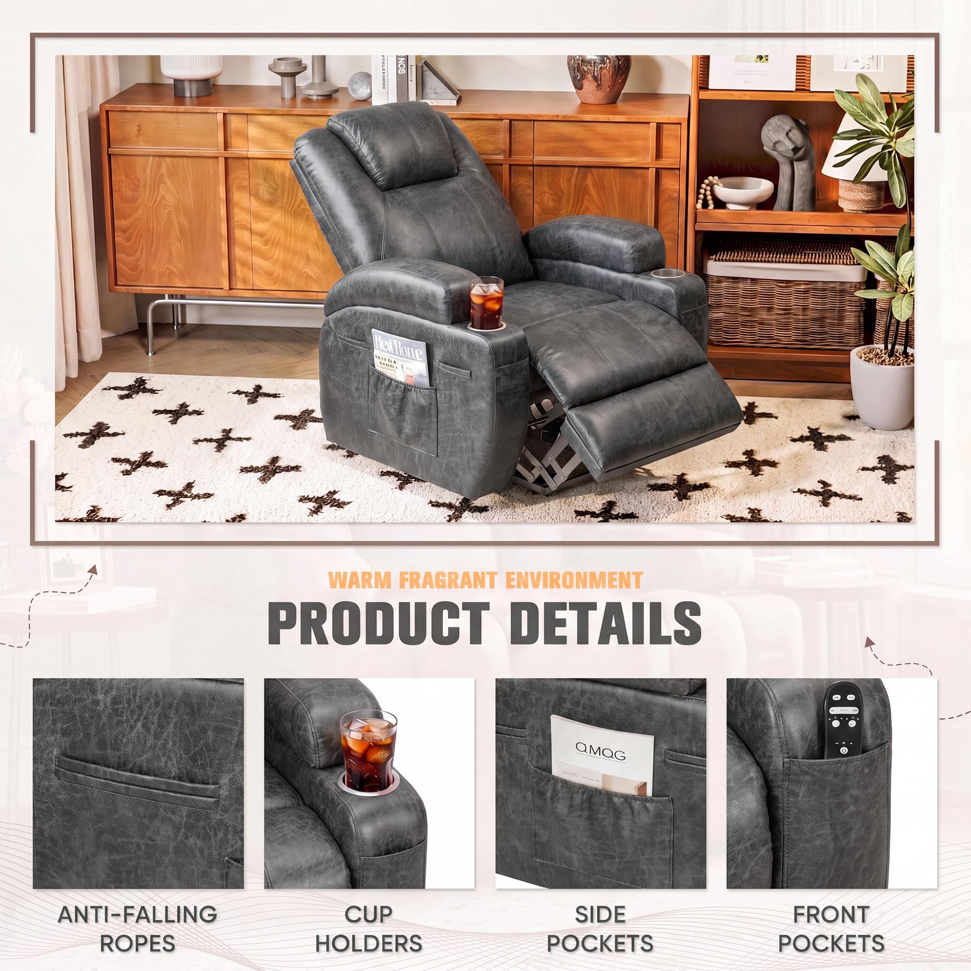 Sturdy wooden and iron frame of flamaker power lift recliner