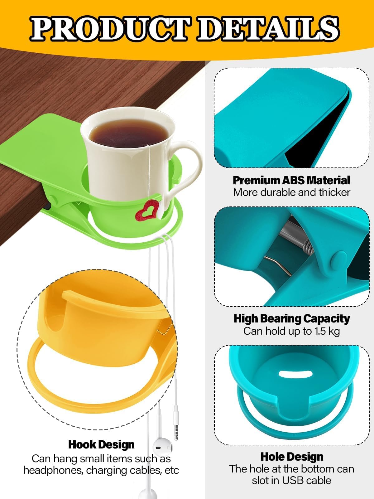 Saucer clip cup holder design for mugs